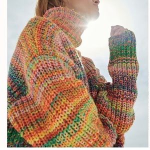 Free People Odyssey pullover knit sweater rainbow